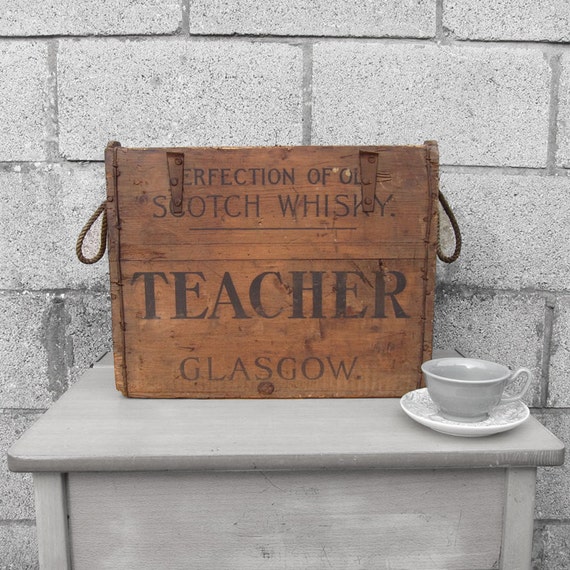 Rustic Teachers Whisky Crate Wooden Box Wine Beer Bottle