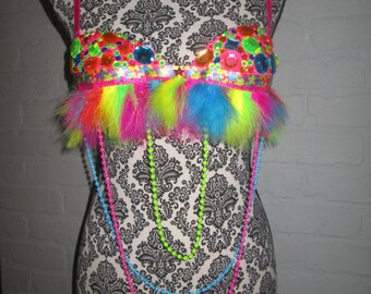 Neon Rave Bra*Free Shipping* EDC Bra, Festival Bra, Rainbow Bra