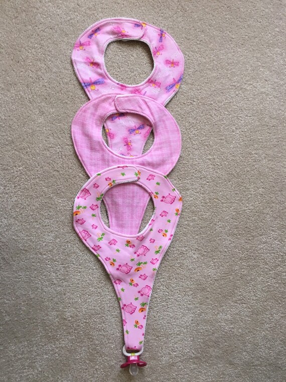Binky bibs set of 3 Binkie bib/ pacifier bib by Bowsbandsandbabies