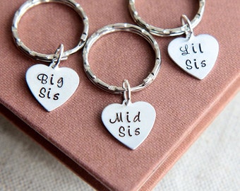 Sisters Keyring, Sisters Keychain, 3 Sisters Keychain, Big Sis Mid Sis Lil Sis Keychain, Big Sister Middle Sister Little Sister, Sister gift