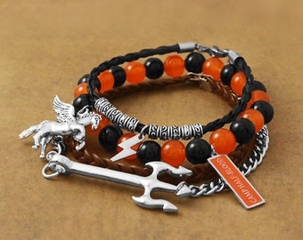 Camp Half Blood Bracelet, Fandom Bracelet, Poseidon Trident Bracelet, Fandom Jewelry, Camp Half-Blood, Pegasus Charm, Geekery, Cosplay