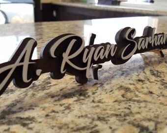 Desk Name Plate - Home & Work Decor - Personalized Name Tag - Corporate Gift - Unique Desk Plate - Wedding Place Setting - Place Card