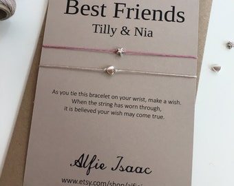 Wish Bracelet - Best Friends set of two bracelets with personalised sentiment card with envelope