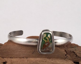 WE Turquoise Stone with DK Brown Leather Cuff