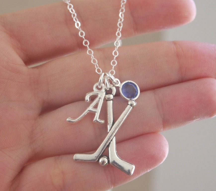 Personalized Hockey Necklace Hockey Necklace Initial