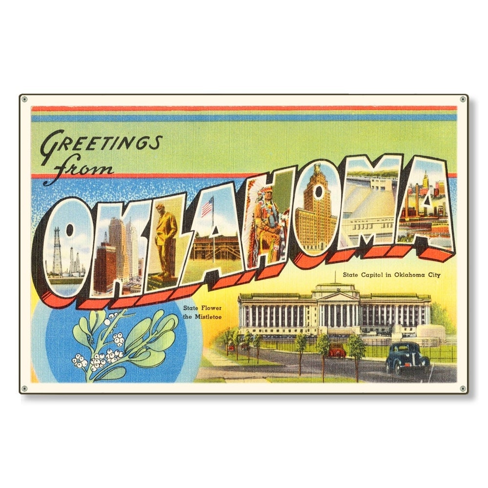 State of Oklahoma ok Old Retro Vintage Travel Postcard