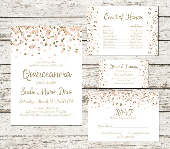 Quinceanera Invitation Set Blush Pink and by SweetTeaAndACactus