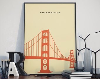 Golden Gate Bridge, San Francisco, Print. Poster.