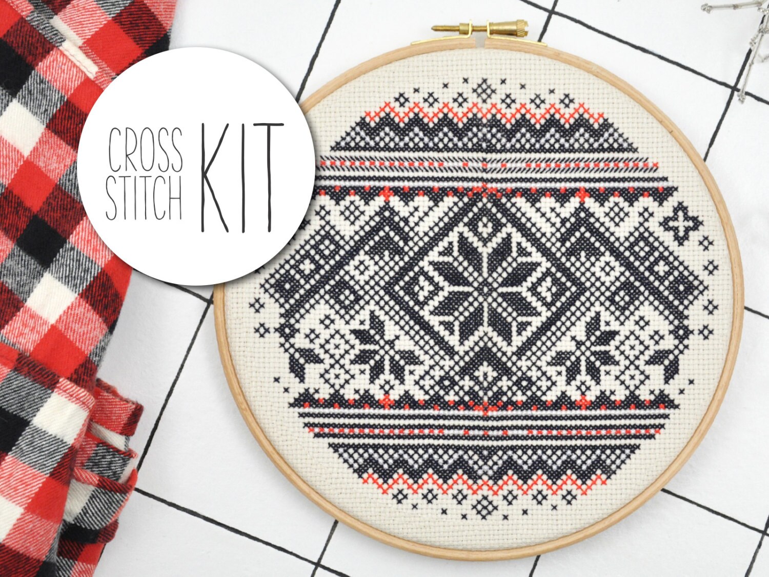 Modern cross stitch kit CHRISTMAS IN NORWAY christmas gift