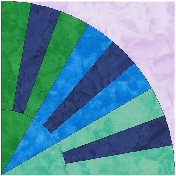 Download Silk Rainbow Fan Paper Template Quilting Block Pattern PDF