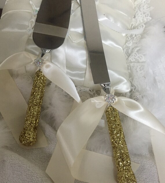 gold cake cutting set gold glitter cake cutting set wedding