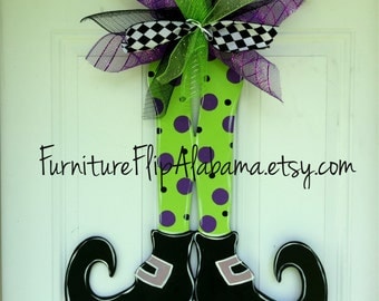 Halloween Wreath,Witch legs door hanger,Halloween door hanger,witch legs wreath, personalized halloween door hanger,Halloween door decor