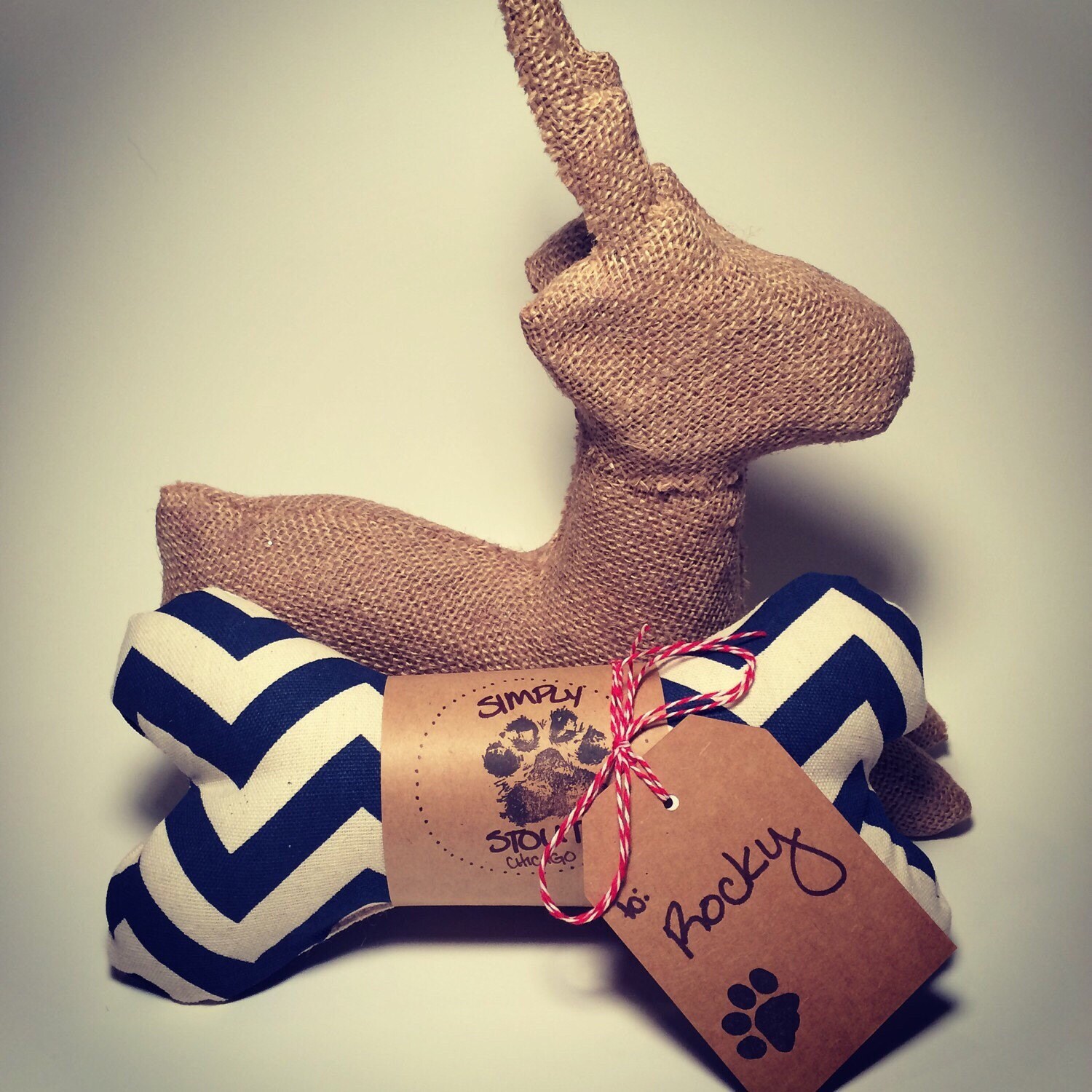 Dog toy Plush Dog Toy Navy Chevron Dog Toy by SimplyStoutDogs