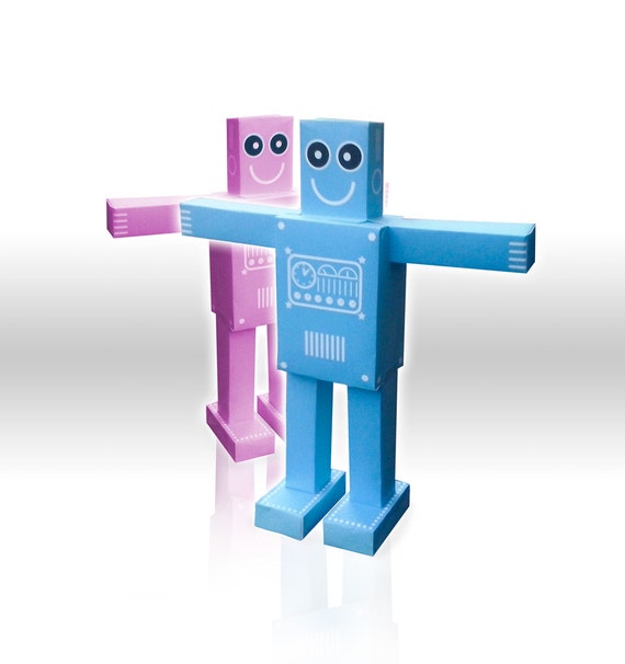 V1 and V2 printable paper robots instant download
