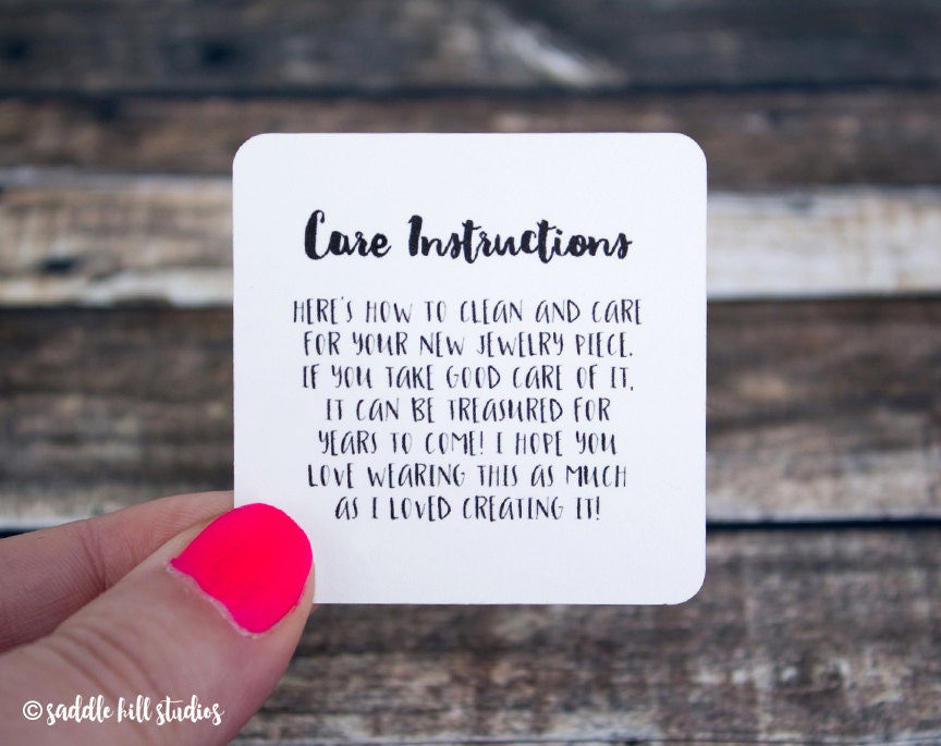 Care Cards Custom Care Instruction Cards Personalized Note