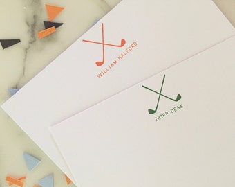 Golf Stationary - Personalized Stationery Set of 20 Flat Note Thank You Cards