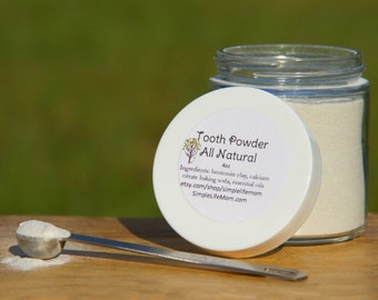 TOOTH POWDER - 100% Natural, remineralizing, toothpaste replacement, bentonite clay, calcium, essential oils, fluoride free, dental care