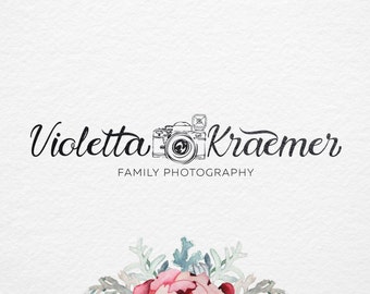 Premade Photography Logo , Camera Logo, Hand drawn logo