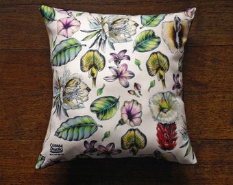 Native Costa Rican plants ink illustration cushion