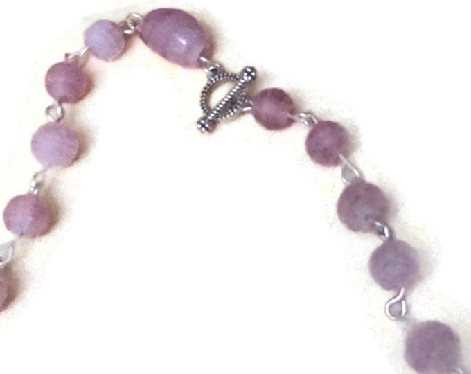 Anglican Rosary in Frosted Pink-Purple with Tree of Life Charm, Protestant Rosary, Prayer Beads, Unique Religious Gift, Gift for Her - OOAK