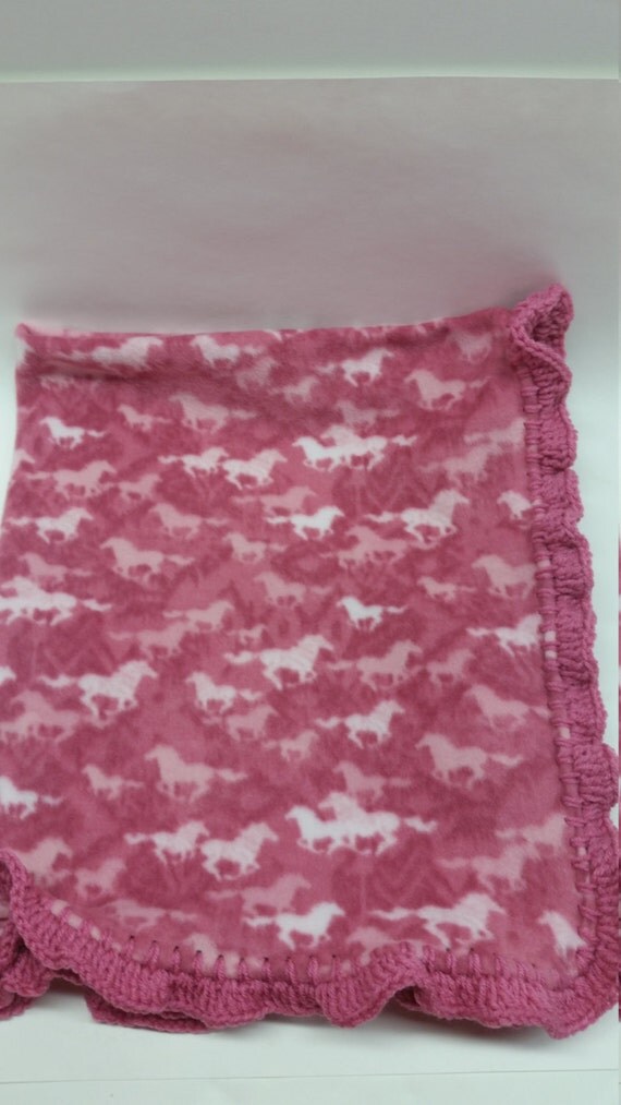 Western/Cowgirl Crochet Edged Fleece Baby Blanket