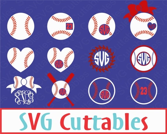Download Baseball Monogram Frame SVG Cut File Softball Monogram Frame