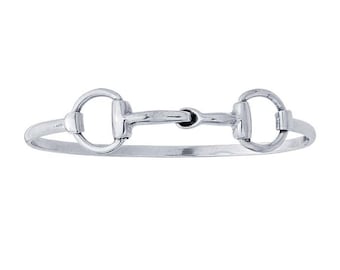 Sterling Silver Horse-Bit Flat-Wire Bangle Bracelet