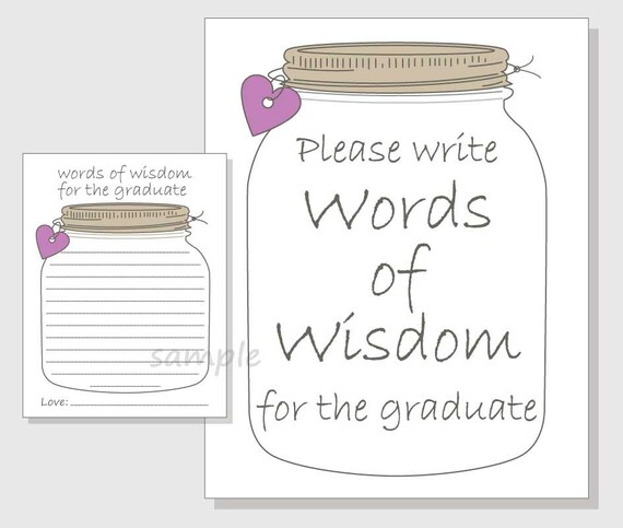 Items similar to Words of Wisdom for the Graduate Rustic 