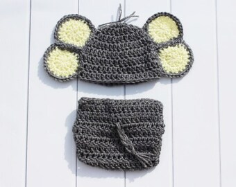 Baby Elephant Hat, Crochet Baby Hat, Baby Elephant Set, Newborn Photo Prop, Elephant Photo Prop, Newborn Elephant Hat, Elephant Costume Set