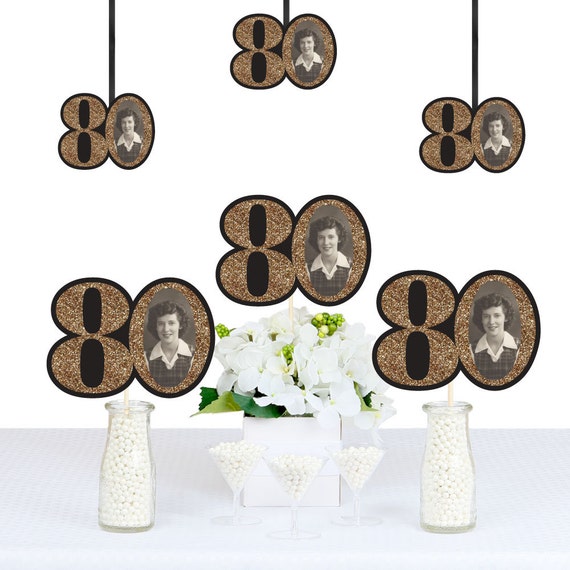 Adult 80th Birthday Gold DIY Photo Birthday Decorations