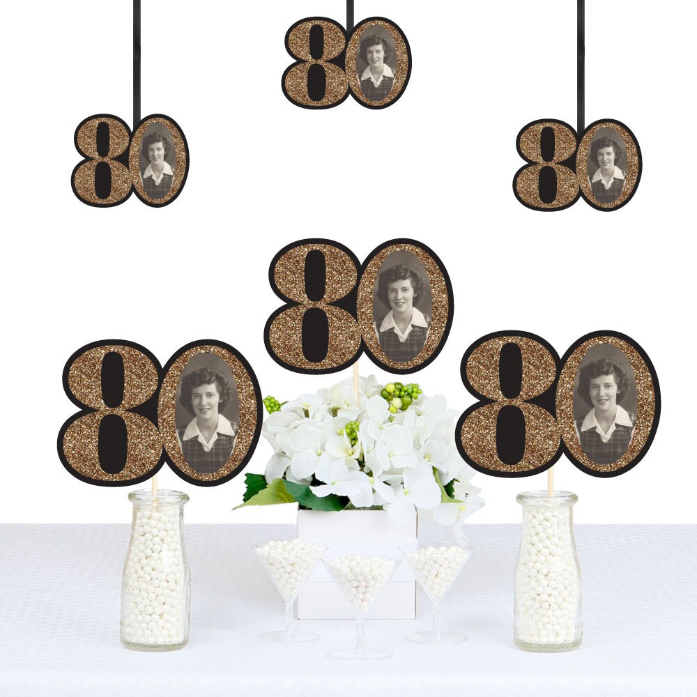 Adult 80th Birthday Gold DIY Photo Birthday Decorations