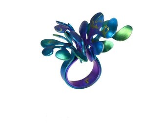 Sea Flower Ring, Titanium Ring, Colorful Ring, Statement Ring, Unique Ring, Hypoallergenic Ring, Cocktail Ring, Eco Friendly, Coral Ring