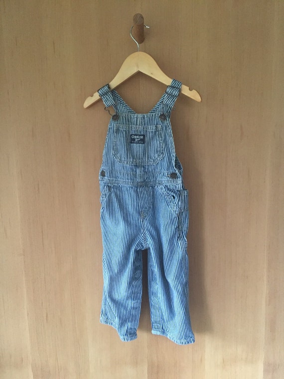 Vintage OSH KOSH Overalls, Engineer Striped, 24 Months, Toddler 2T