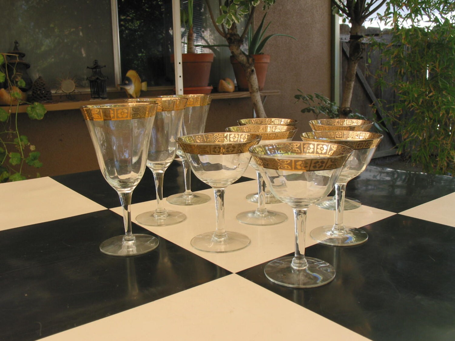 Beautiful Antique Tiffin Gold Rimmed Stemware