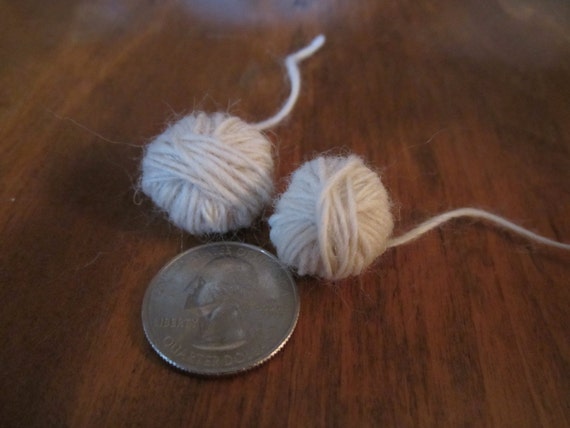 Miniature Balls of Hand Spun Yarn ~ Includes 2 Extra Small Balls of Hand Spun Pure Wool Yarn