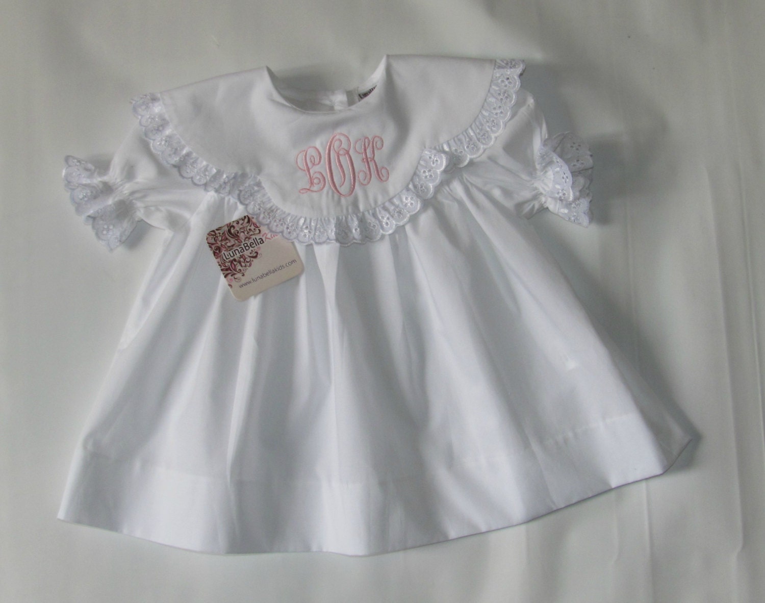 Baptism Monogram Dress Baby Monogram white dressMonogrammed