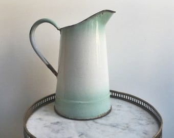 Pitcher - French vase - French vintage pitcher - French large pitcher - French enamel pitcher - vintage vase - French enamelware