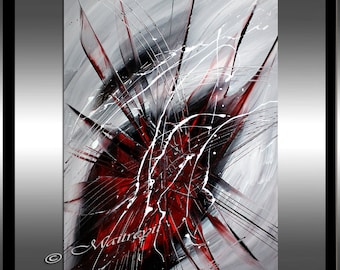 RED BLACK ABSTRACT Art Contemporary Abstract Painting on