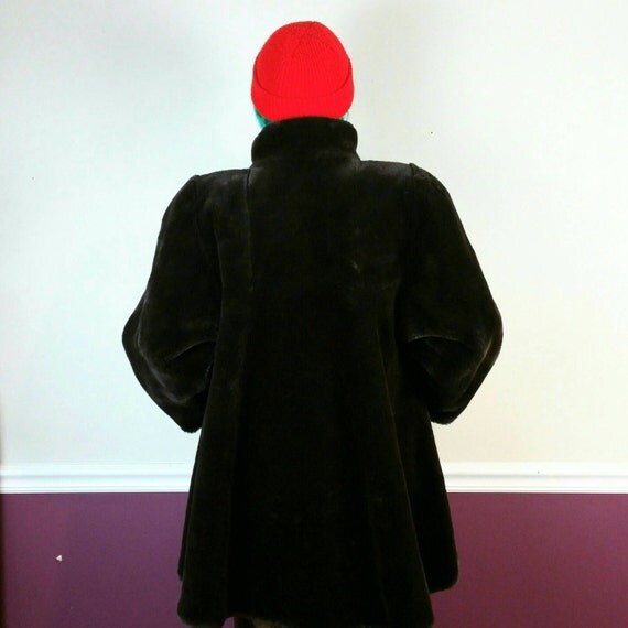 Reduced Vintage Faux Fur Reversible Long Maxi Coat By Circape Vintage Suede Coat With Large Furry Hood