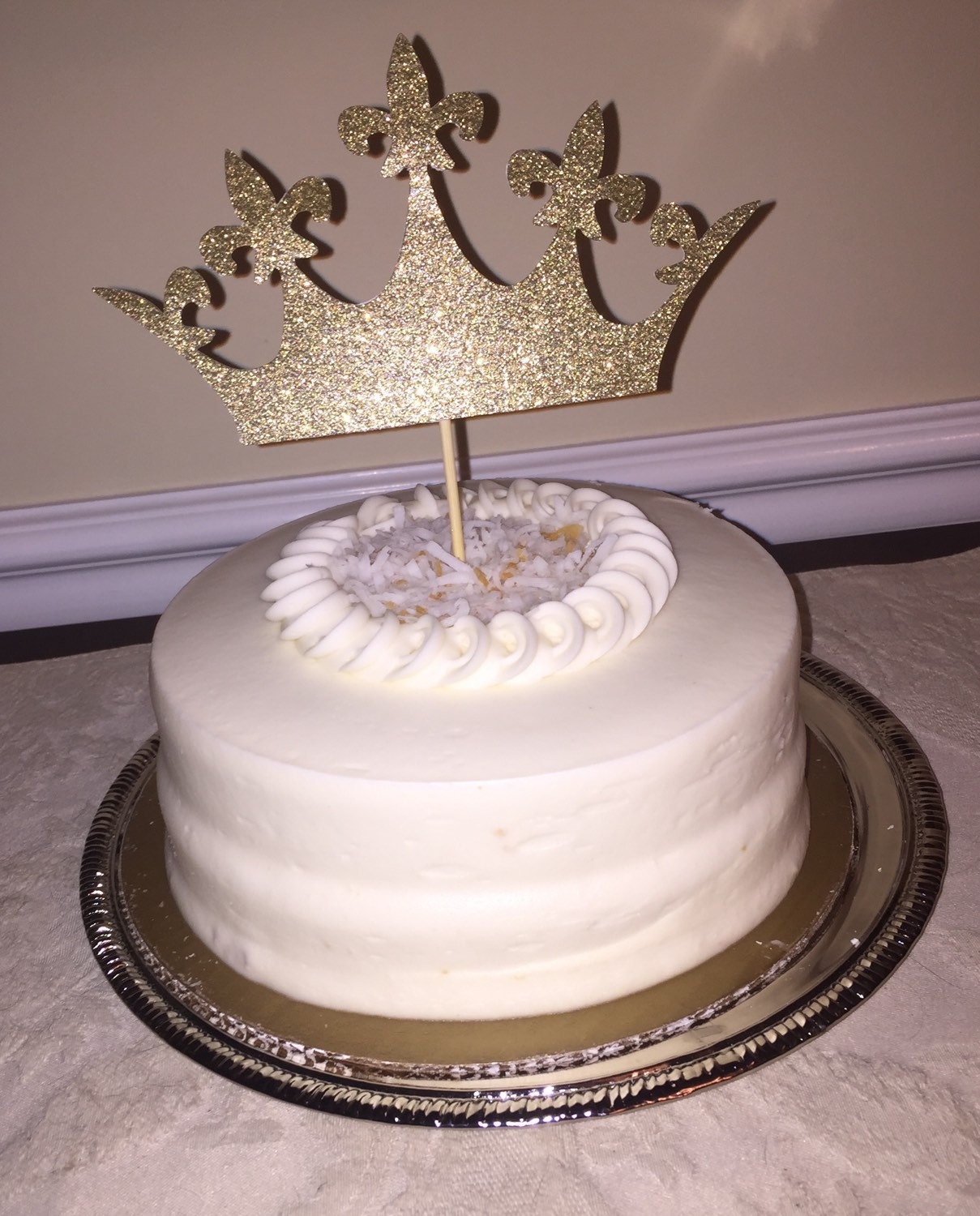 Crown Cake Topper Gold Glitter Crown Prince or Princess