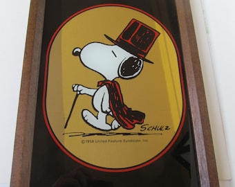 Snoopy Mirror - in Top Hat - Cape and Cane - made in England - 9 1/4'' x 13 1/4''