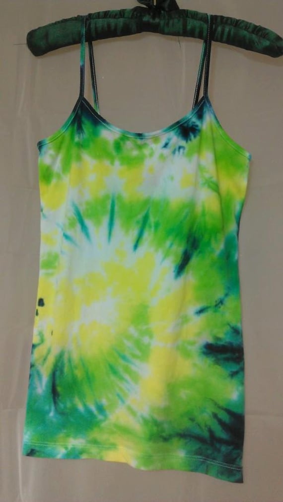 Blues Green and Yellow Hippie Boho Tie Dye Tank Top For Her