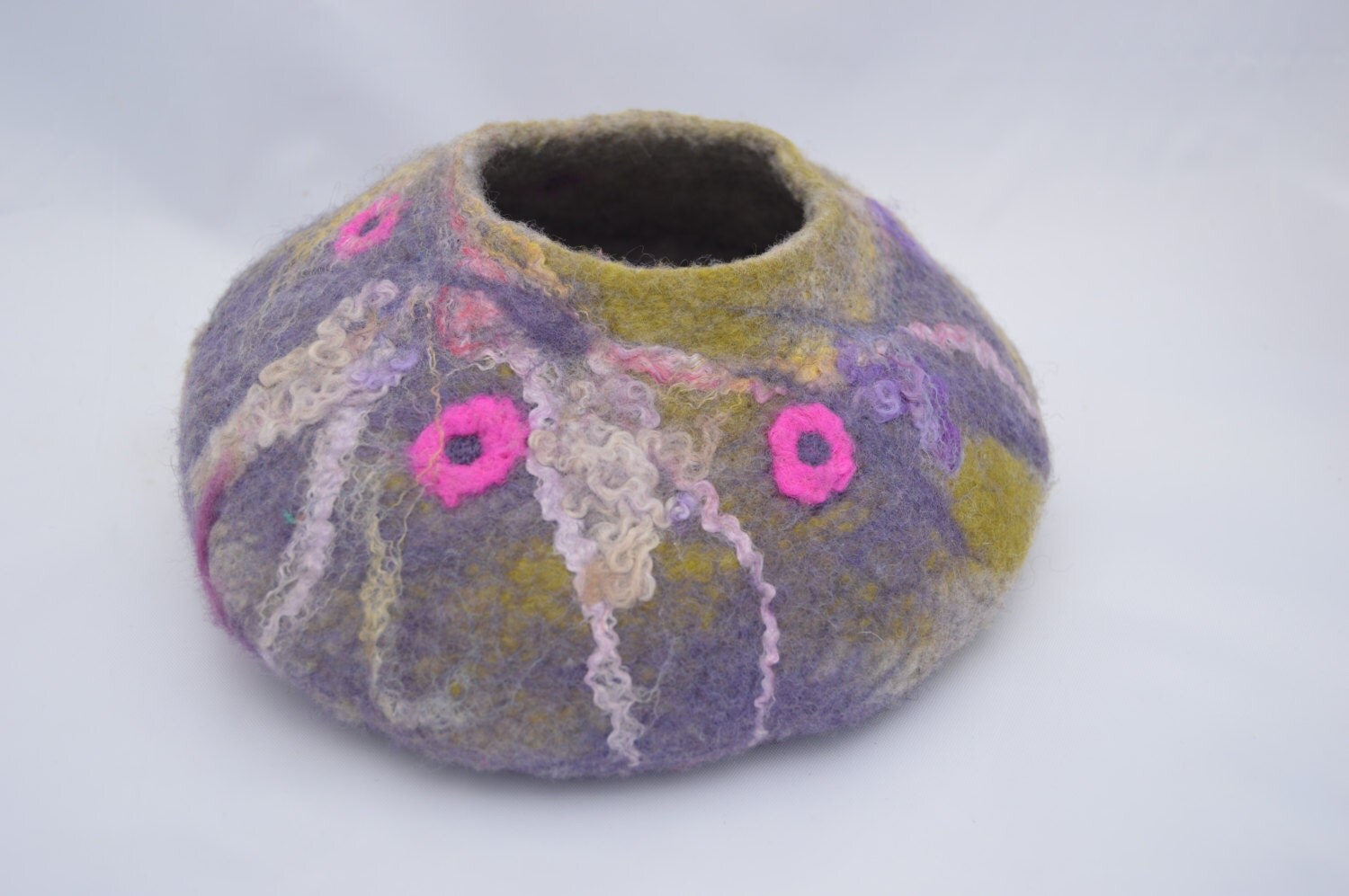 purple chartreuse and shocking pink felt vessel purple chartreuse and shocking pink felt vessel