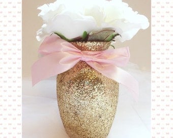 Gold & Pink Vases, Pink and Gold First Birthday, Pink and Gold Baby Shower, bridal shower, gold and pink decor, wedding decor, centerpieces