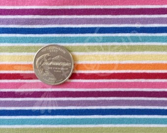 Jersey Fabric, Cotton Jersey, Rainbow stripes, Oeko-Tex, rainbow fabric, cotton knit, Euro knit, yarn dyed stripes, fabric by the half yard