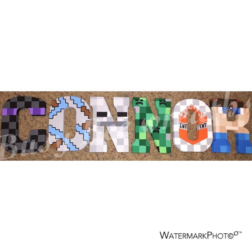 minecraft wooden lettershand painted lettersboys room