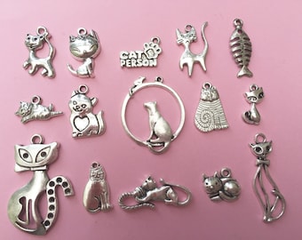 The Cat Charm Collection Antique Silver