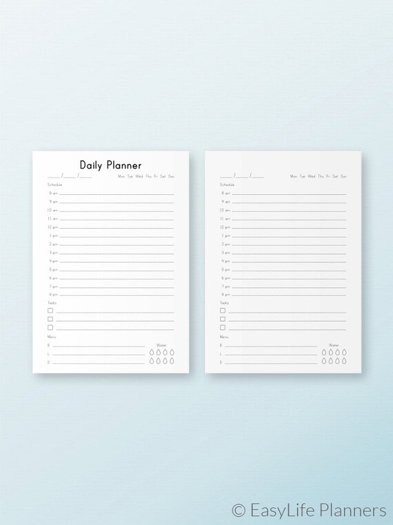 DAILY PLANNER A5 5.8x8.3 Printable pdf. DO1P by EasyLifePlanners