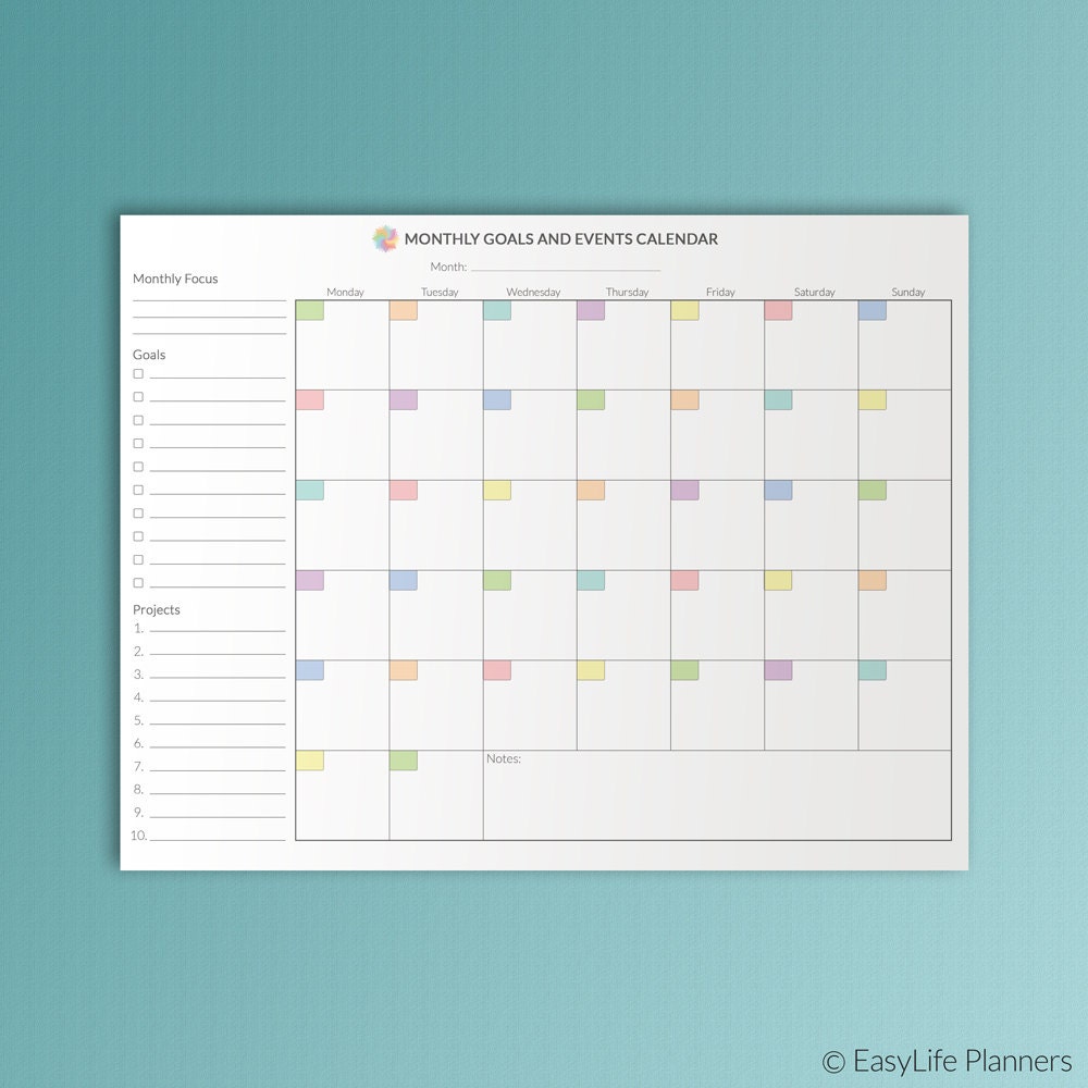 Calendar Planner Pdf : Monthly planner letter size printable inserts pdf family Calendar Planner Pdf : Monthly planner letter size printable inserts pdf family