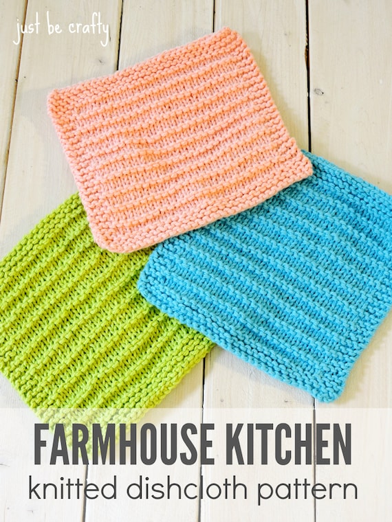 Knitted Dishcloth Pattern PDF Download Farmhouse Kitchen